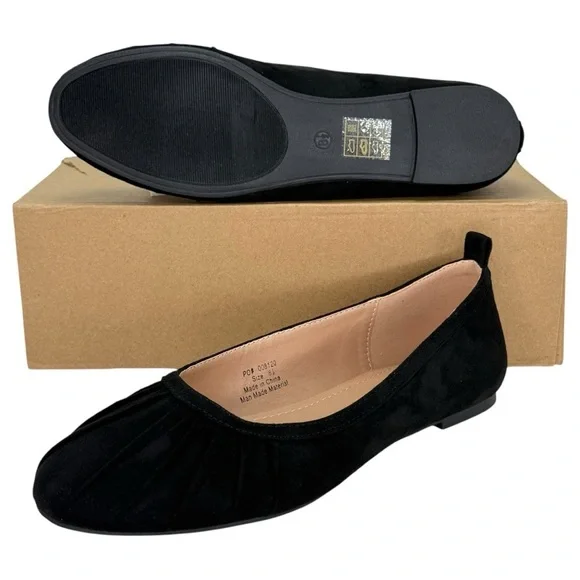 Journee Collection Tannya Black Microsuede Womens Flats Size 8.5M - Picture 9 of 10